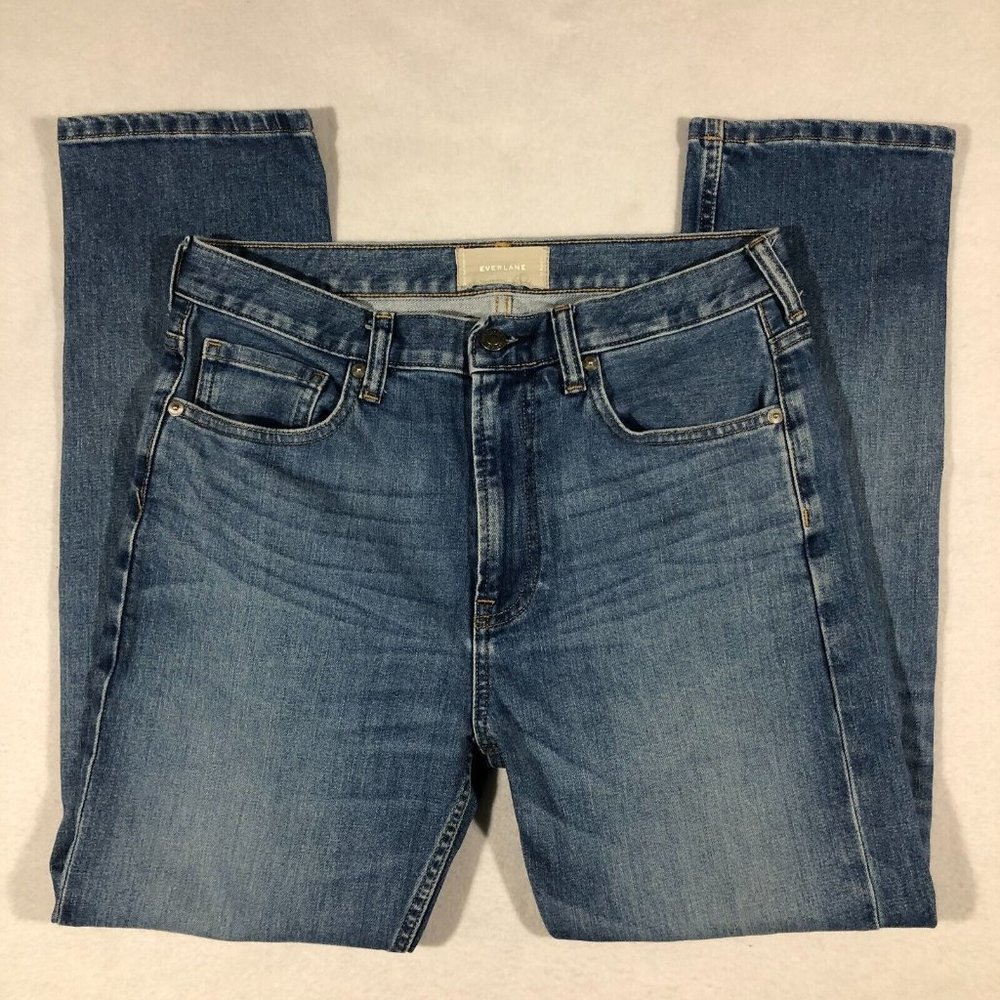 Everlane Womens 28 Regular Blue Jeans Tapered Medium Wash